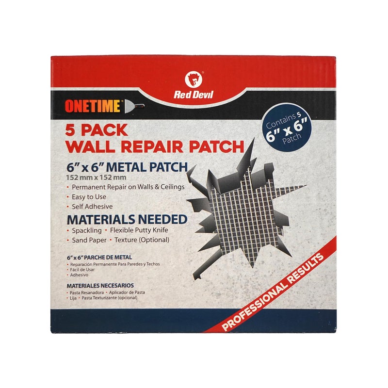 Red Devil 1212 6" x 6" ONETIME Wall Repair Patch, 5 Pack - Image 1